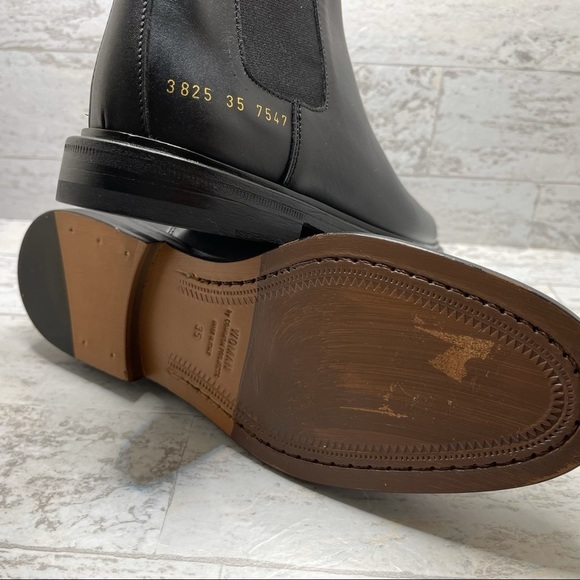 New Woman By Common Project Black Leather Pull Tab Chelsea Boots 38257547 - Picture 14 of 16